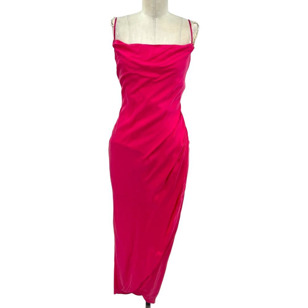 Lovers and Friends Noah Wrap Dress Slip Sleeveless Satin Hot Pink Size‎ Small - Picture 2 of 15